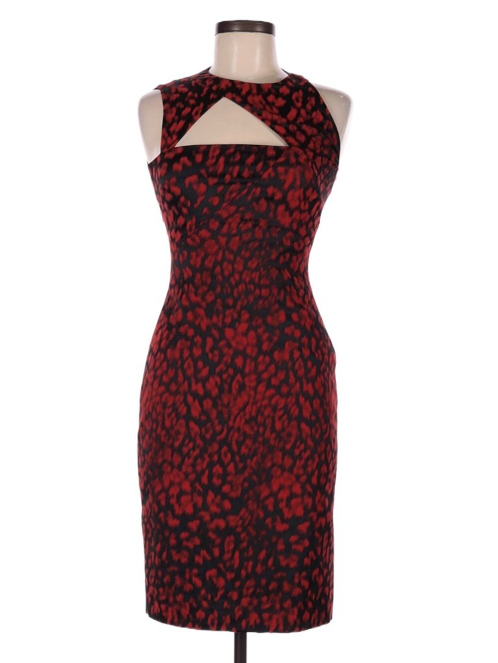 Versace Collection Red Black Leopard Cutout Sheath Dress IT 42
